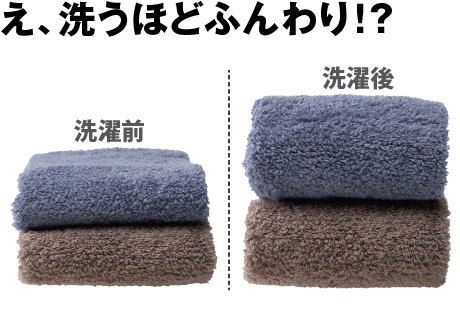 洗うほどにふくらむタオル