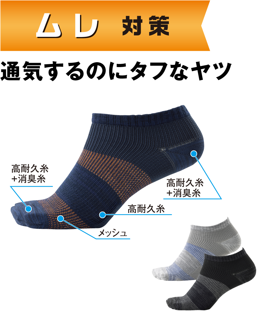 １０倍やぶれにくい 制菌メッシュショートソックス