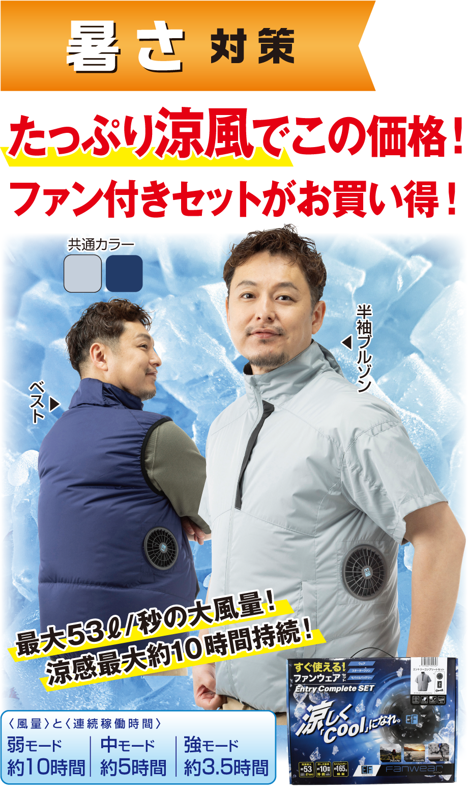 ファン付き遮熱ウェア スターターセット（ベスト・半袖ブルゾン）