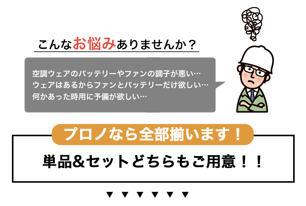 バッテリーとファンの説明
